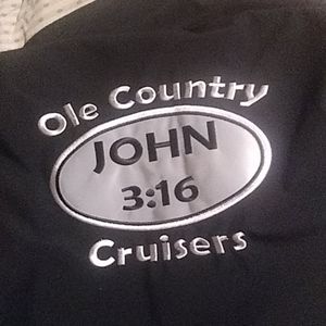 A mans black john 3:16 cruisers new jacket